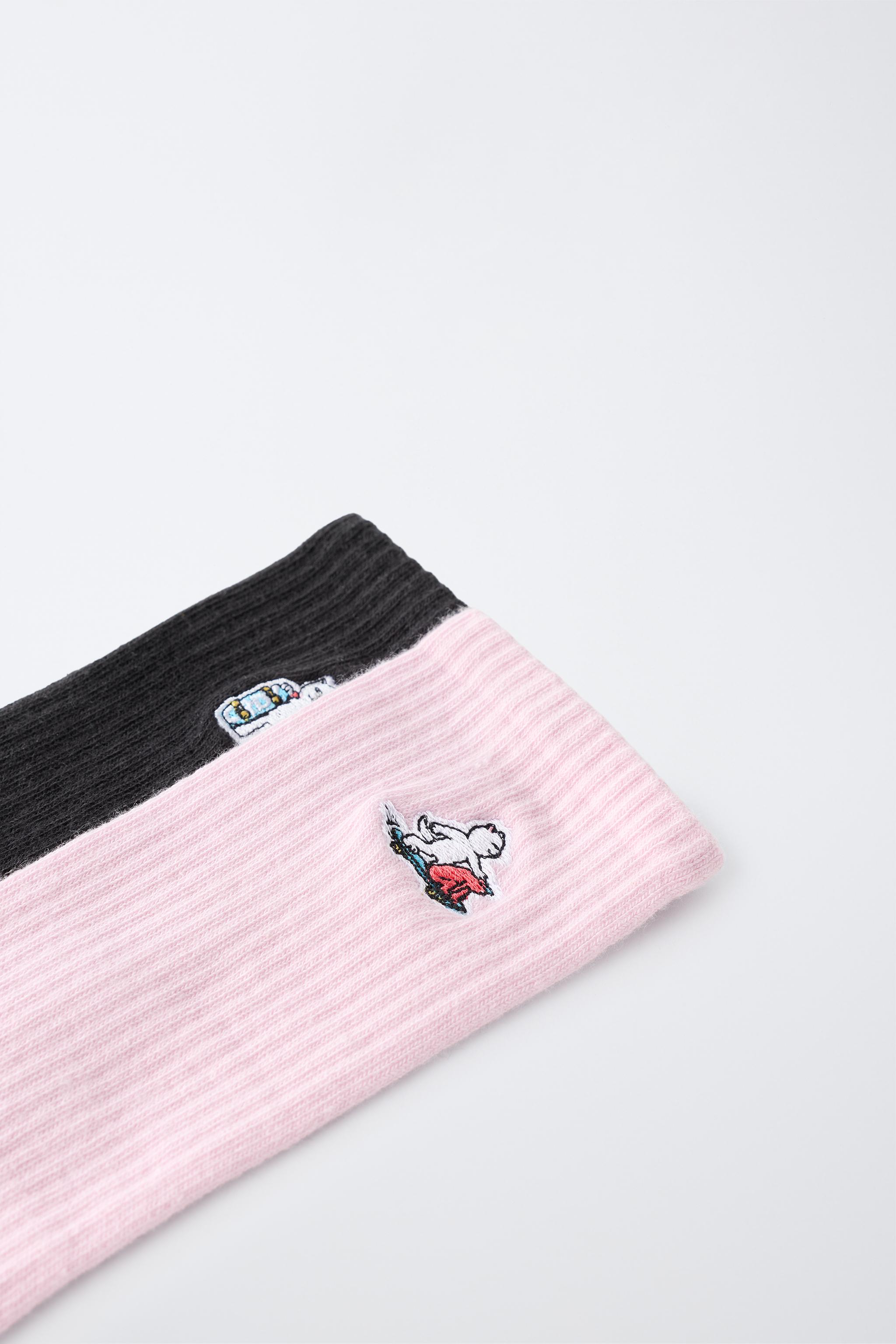 LOT DE DEUX PAIRES CHAUSSETTES MI-HAUTES BRODÉES RIPNDIP © X ZARA KIDS